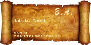 Babits Anett névjegykártya